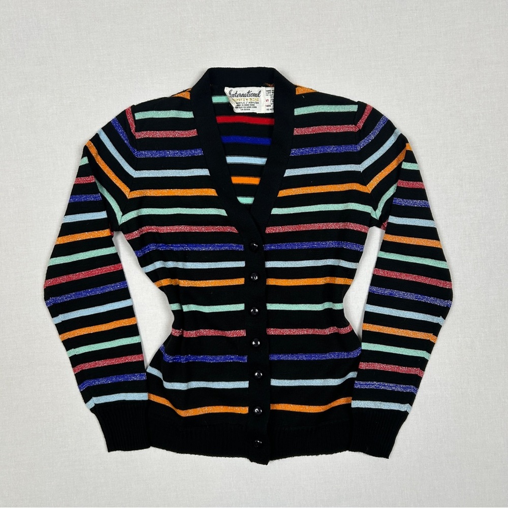 80s Vintage Rainbow Stripe Cardigan